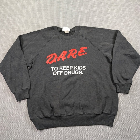 Lee Other - Vintage 90s Dare Sweatshirt Size Large Black Keep Kids Off Drugs Lee Made In USA